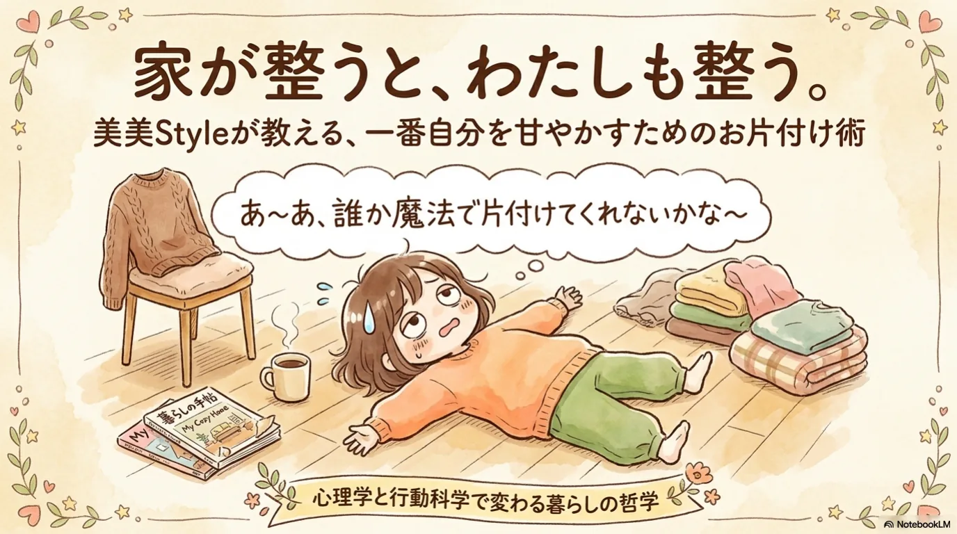 整理整頓された棚と本のフラットレイ