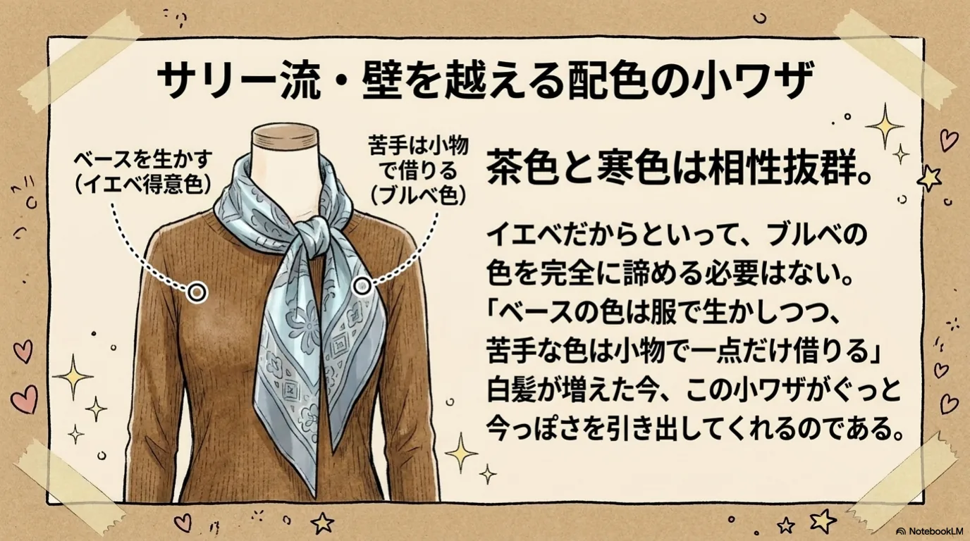 白髪は最高のレフ板であることを示すイラスト