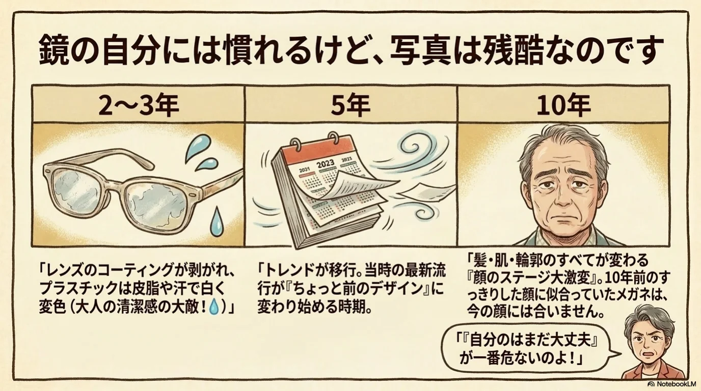 メンズメガネ三選びの解説イラスト（4）