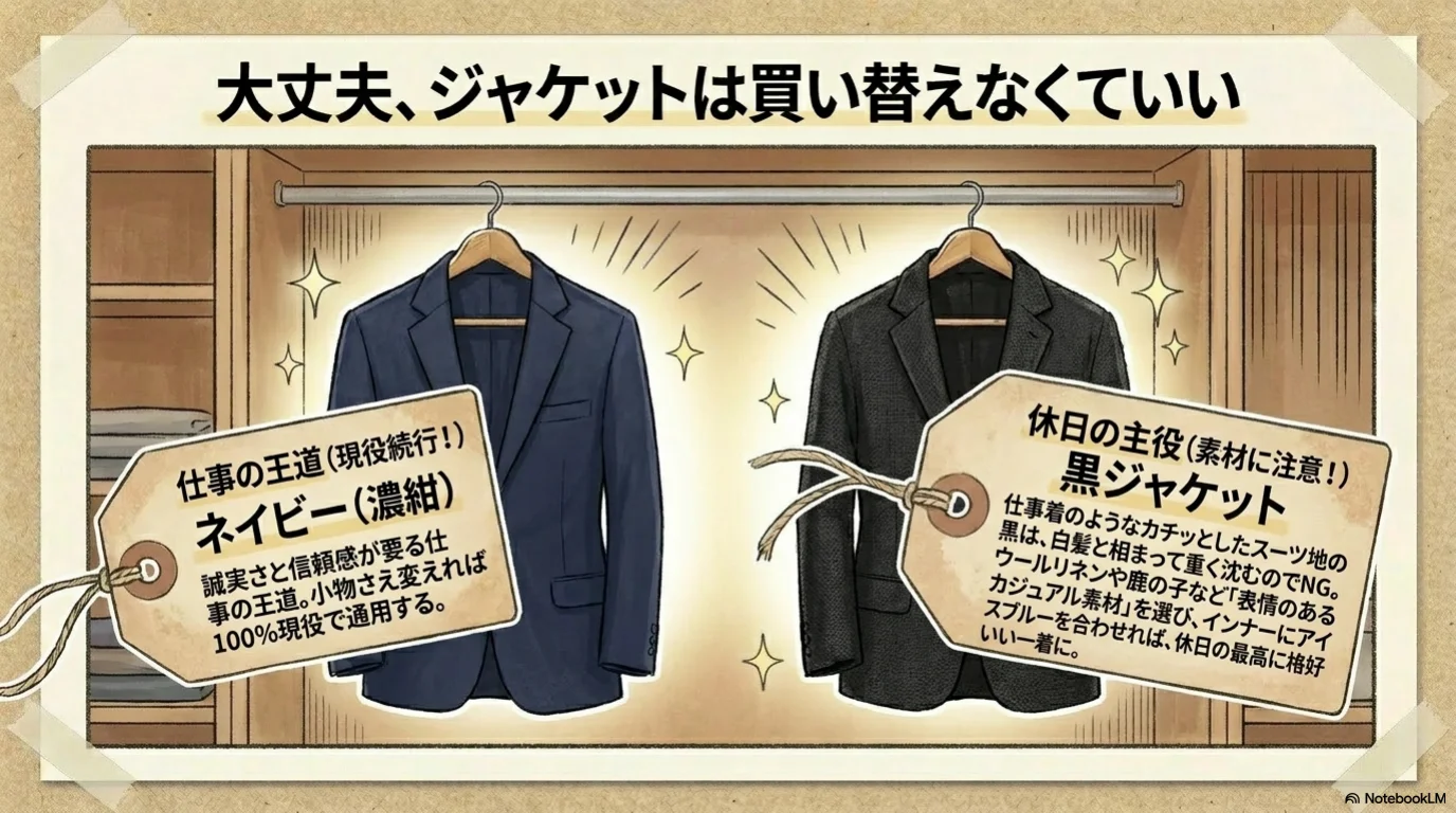 ロマンスグレー三小物の解説イラスト（10）