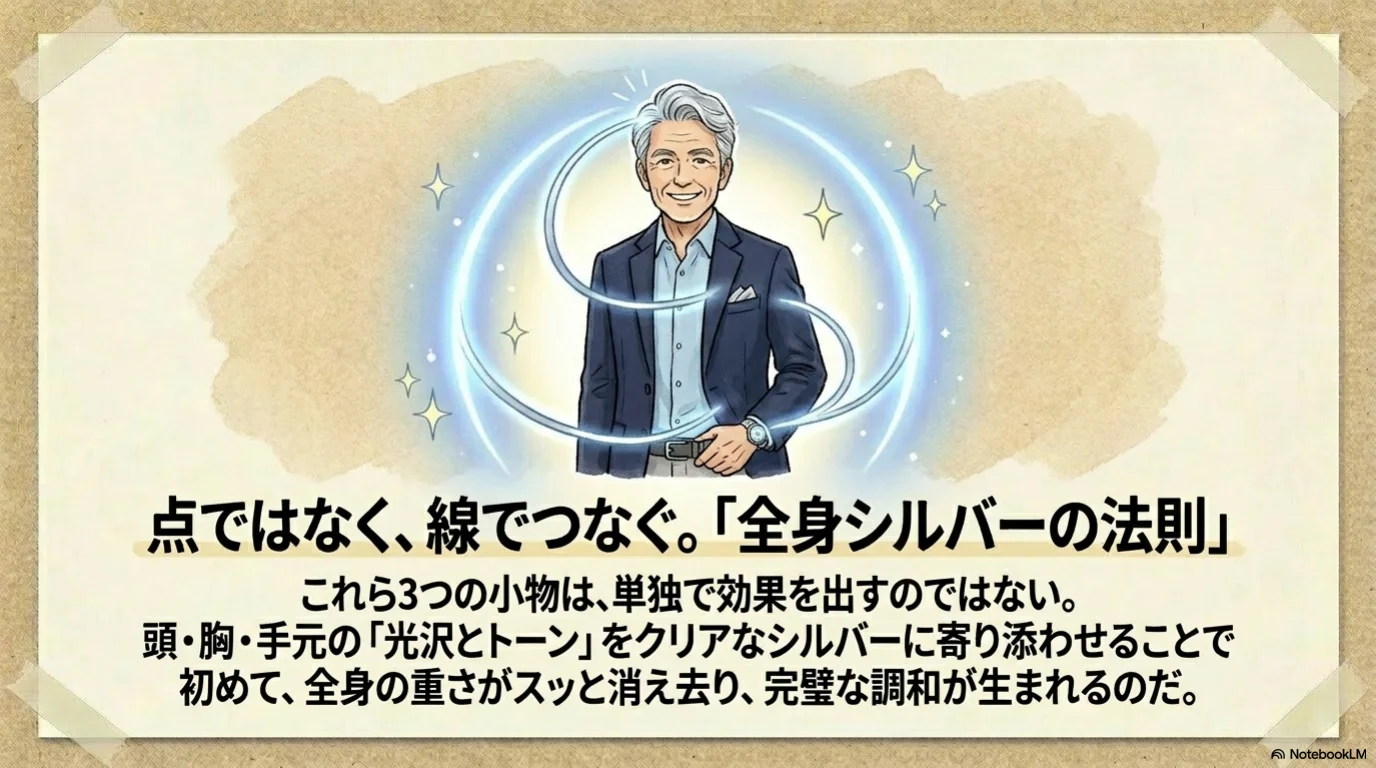 ロマンスグレー三小物の解説イラスト（12）