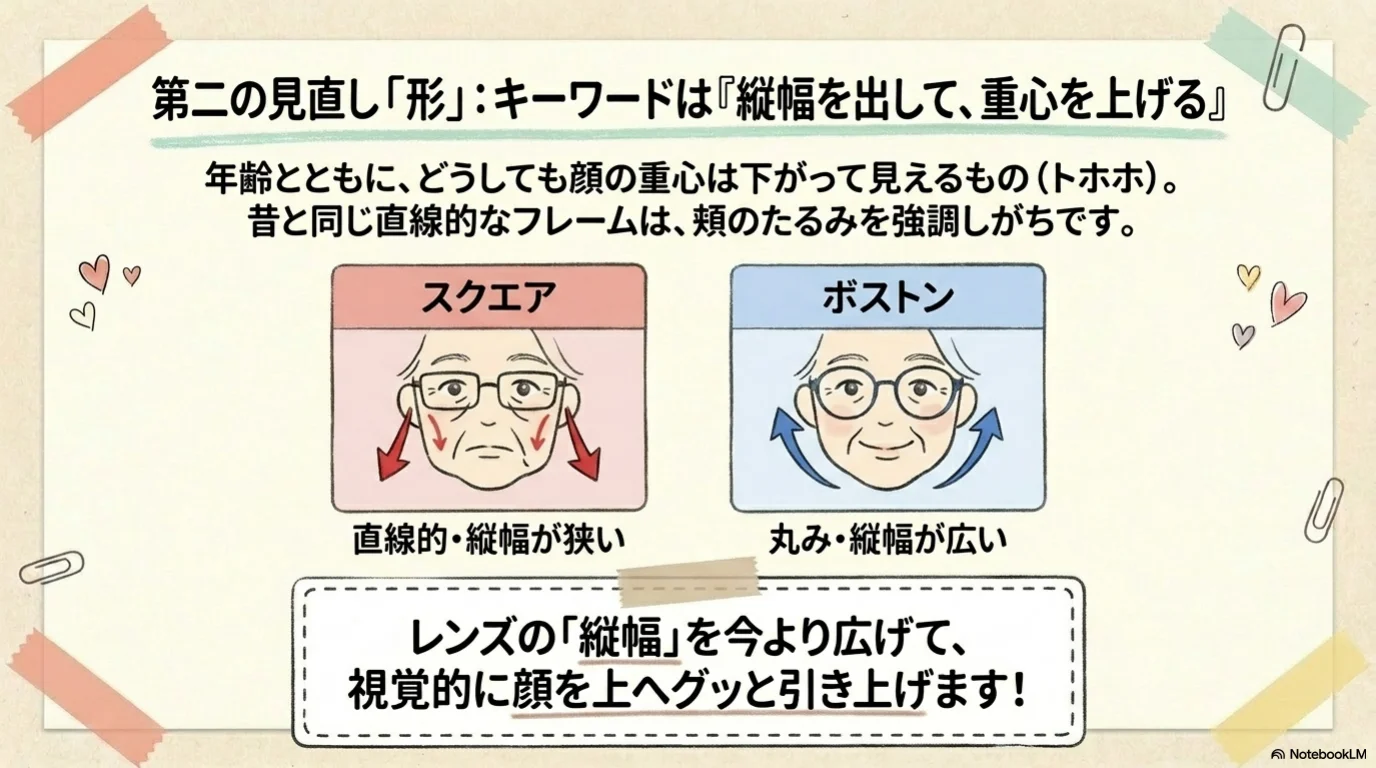 白髪メガネ三見直しの解説イラスト（8）