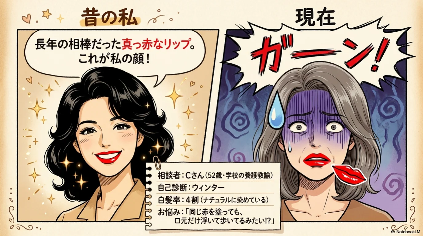 赤リップ卒業三段階の解説イラスト（2）