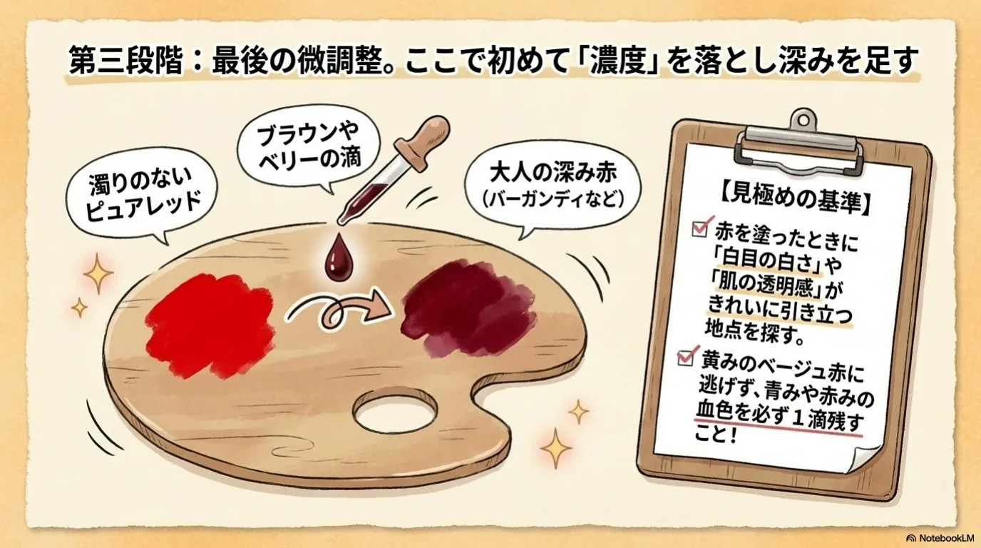 赤リップ卒業三段階の解説イラスト（8）