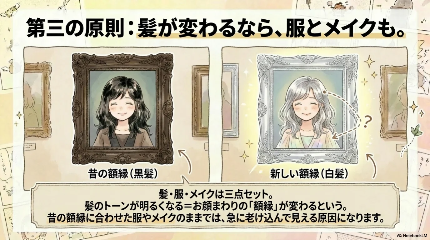 白髪卒業三原則の解説イラスト（10）