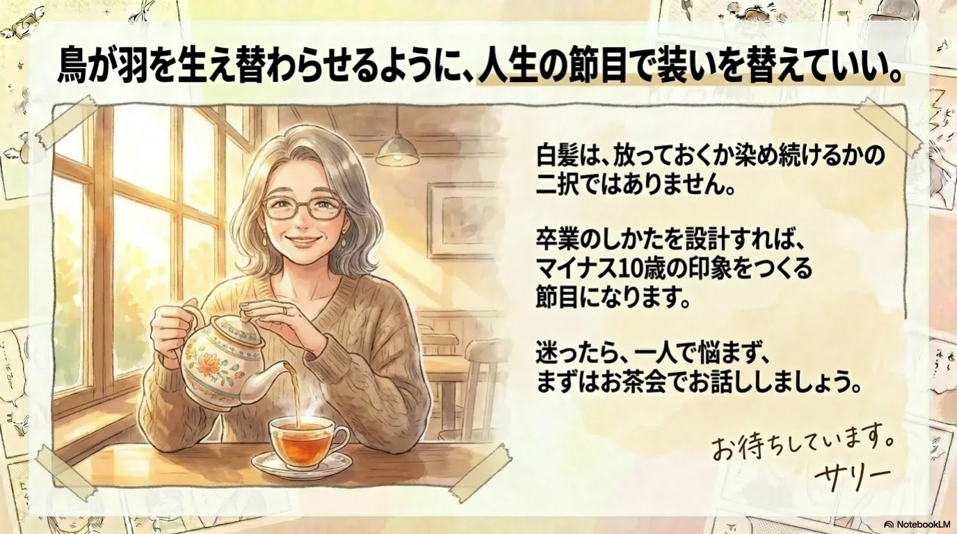 白髪卒業三原則の解説イラスト（14）