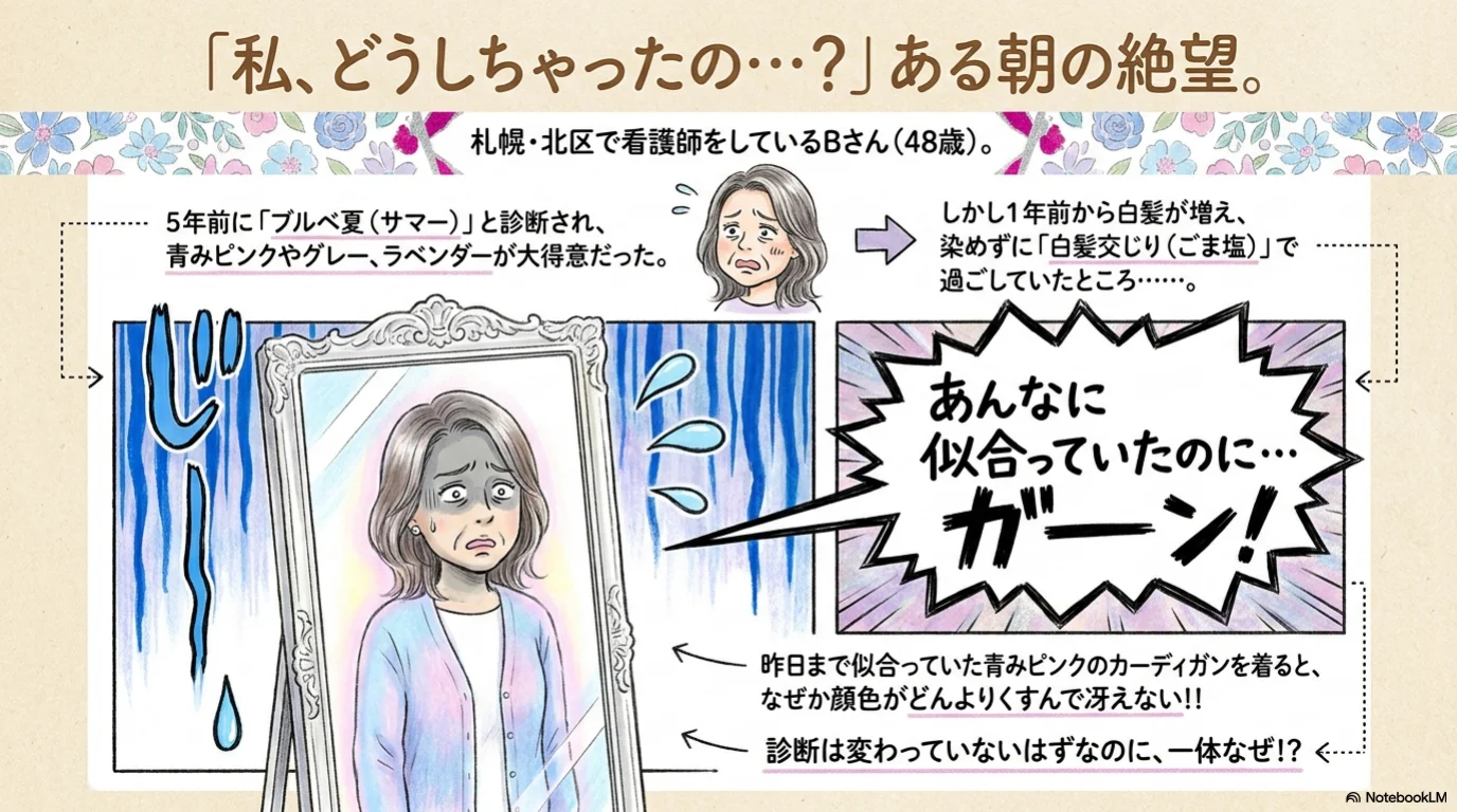 白髪コントラスト三技の解説イラスト（2）