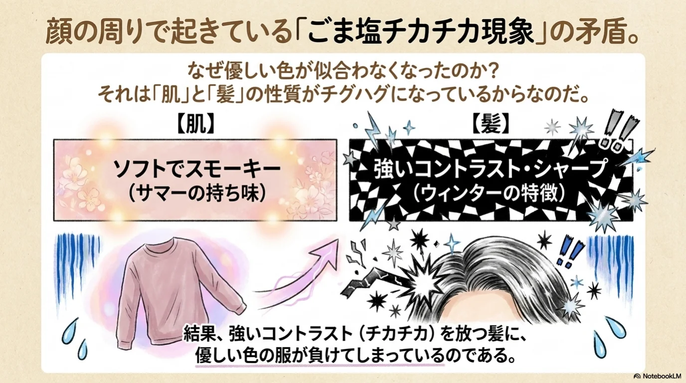 白髪コントラスト三技の解説イラスト（4）